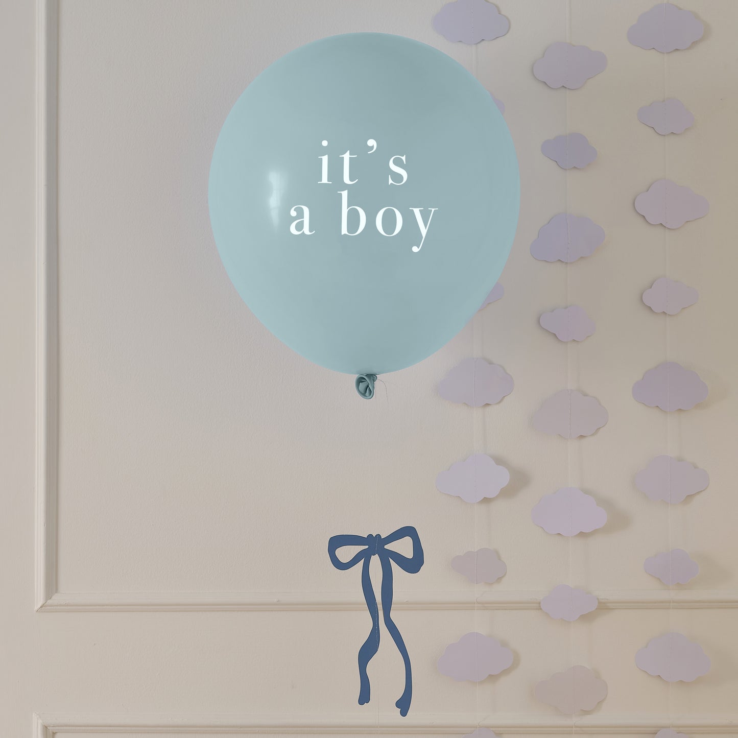Blue 'It's a Boy' Balloon with Bow Balloon Tail