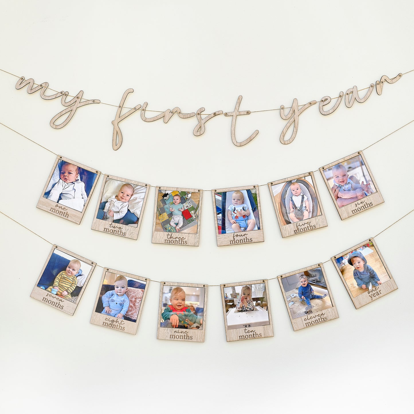 My First Year Wooden Baby Photo Bunting