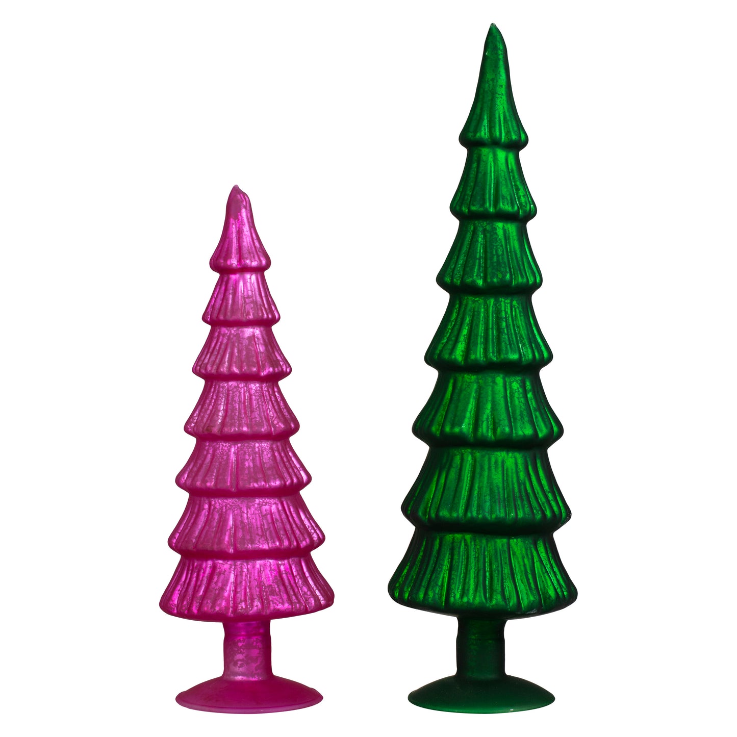 Pink and Green Glass Christmas Tree Decorations