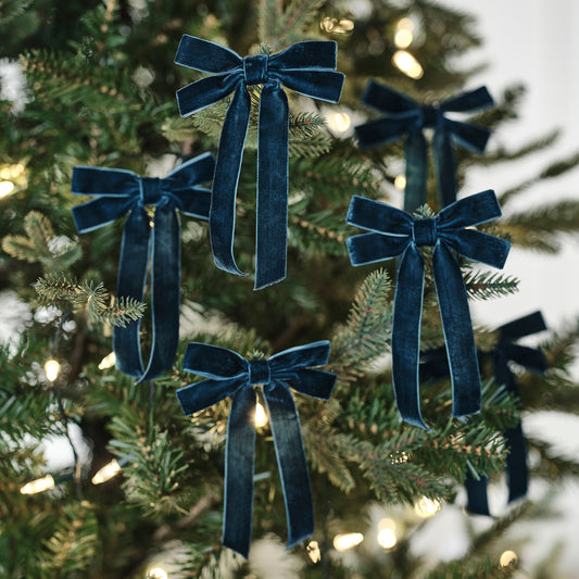 Teal Velvet Clip-On Christmas Tree Bow Decorations
