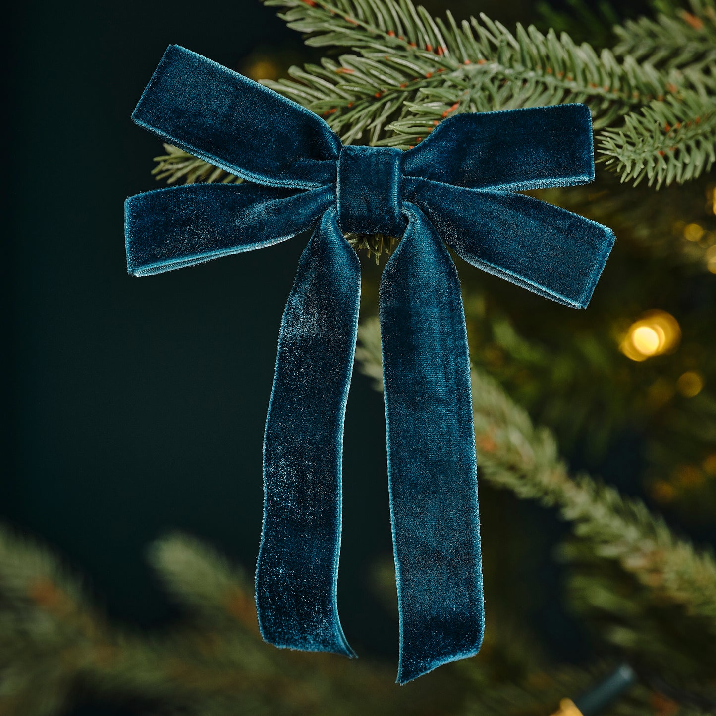 Teal Velvet Clip-On Christmas Tree Bow Decorations