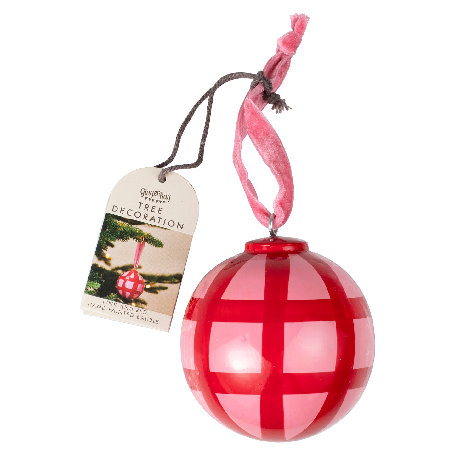 Pink and Red Hand Painted Christmas Bauble