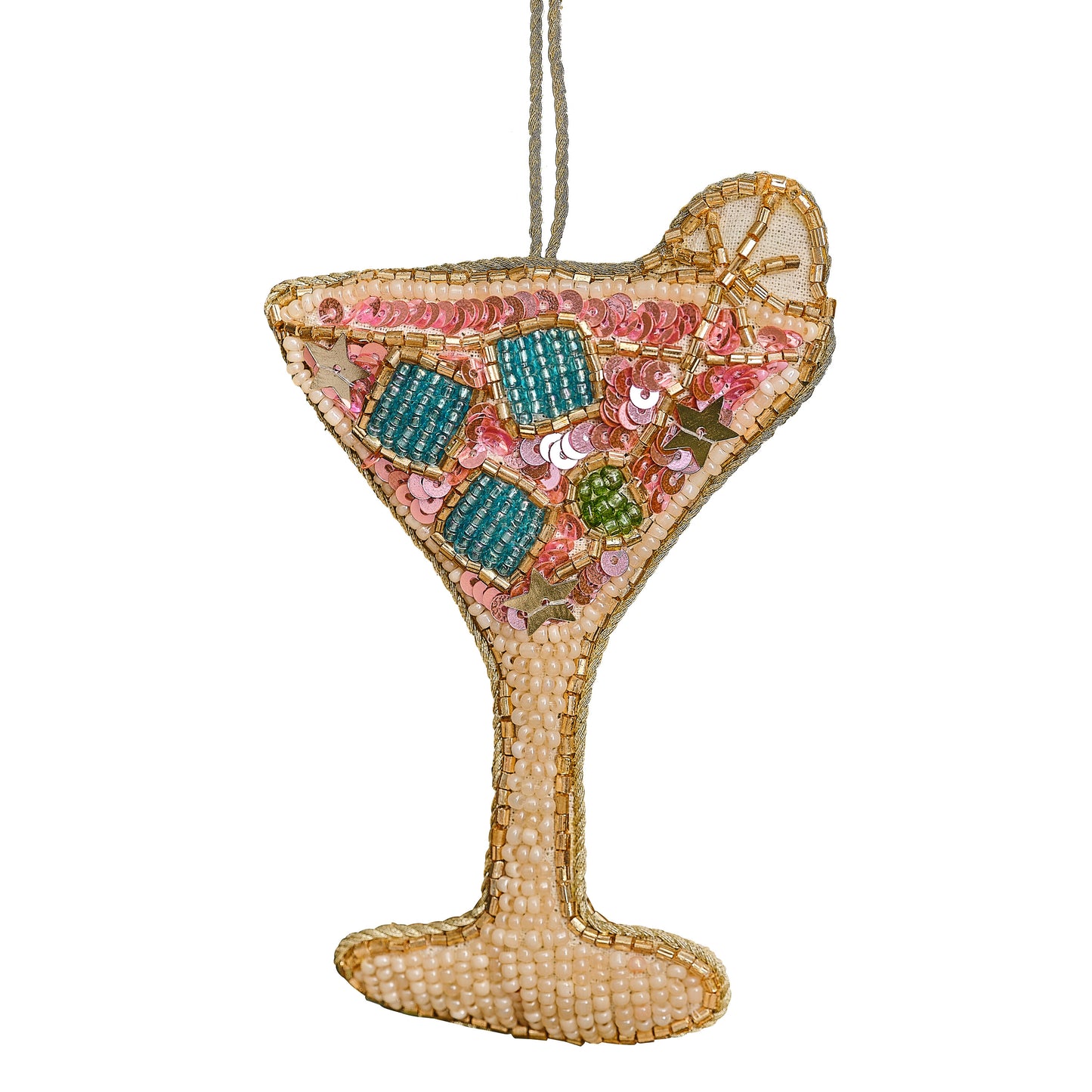 Embellished Pink Cocktail Christmas Tree Decoration