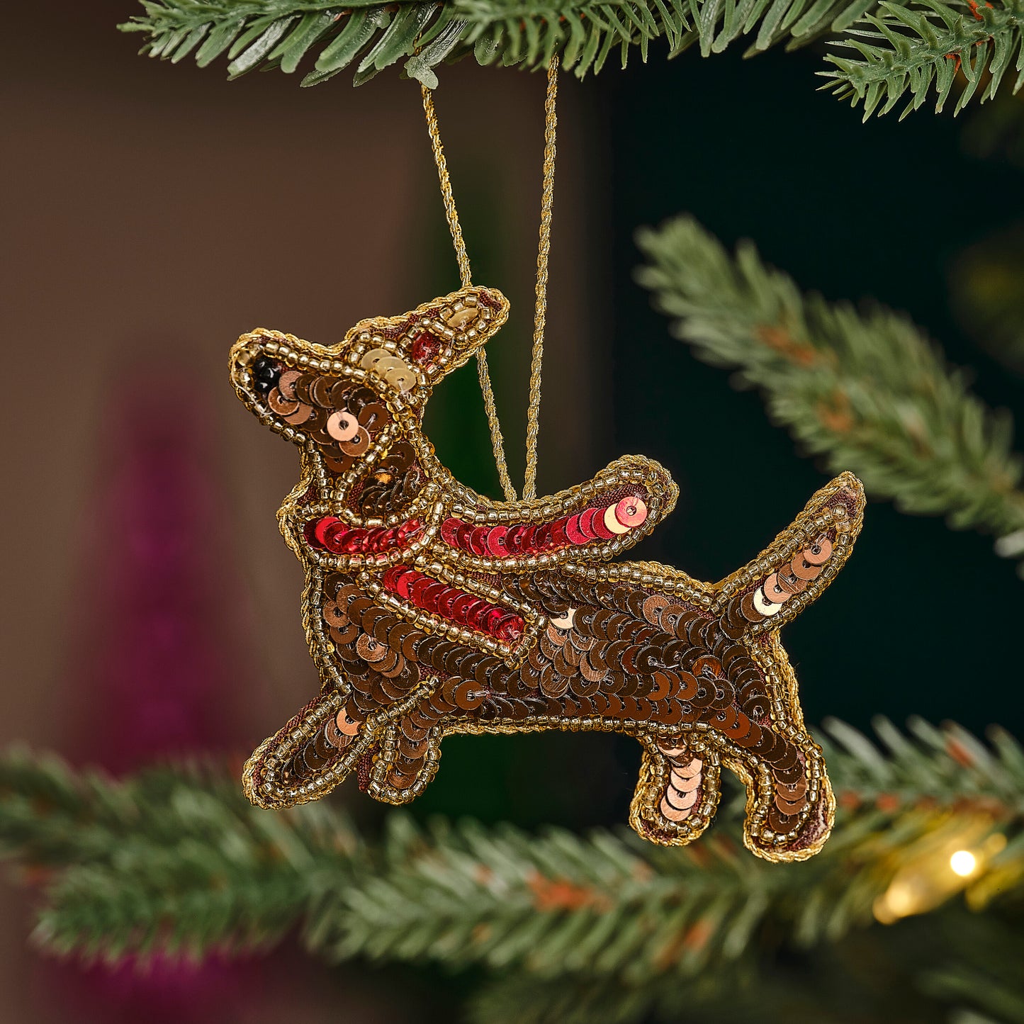 Embellished Sausage Dog Christmas Tree Decoration