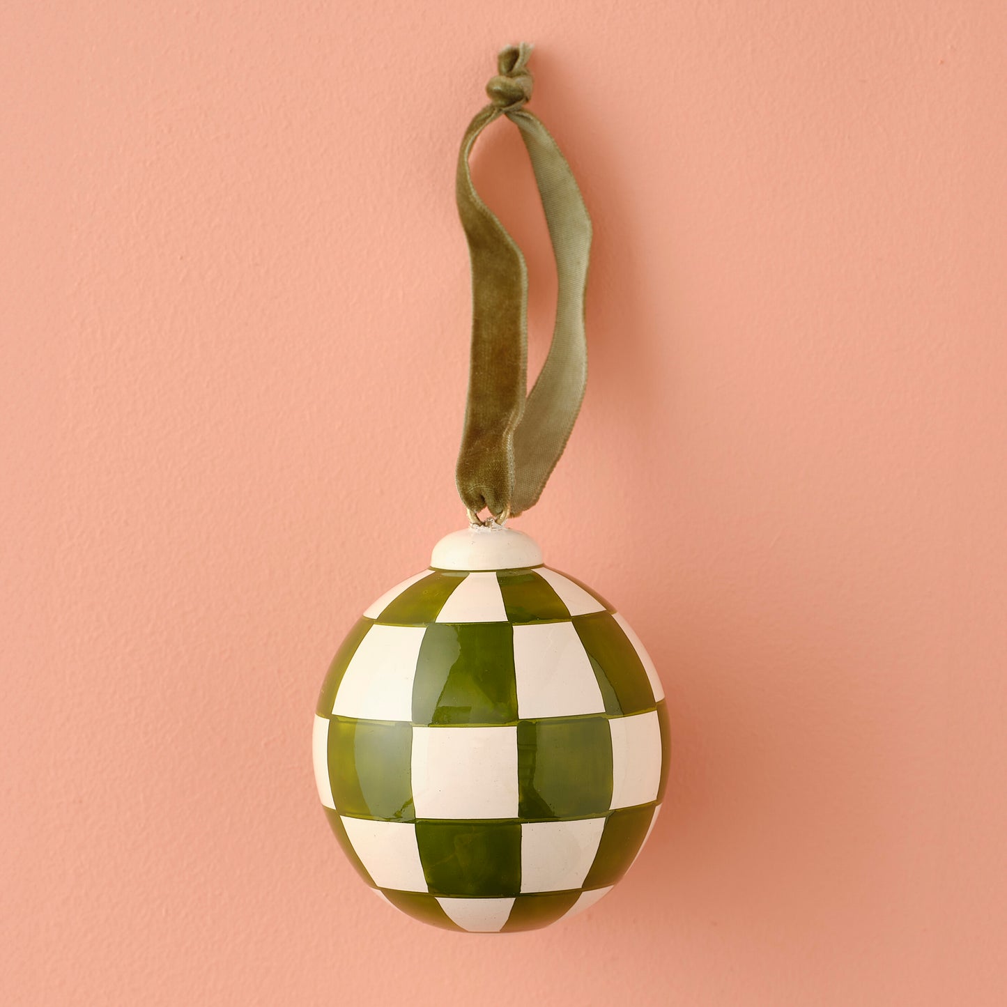 Green and White Hand Painted Christmas Bauble