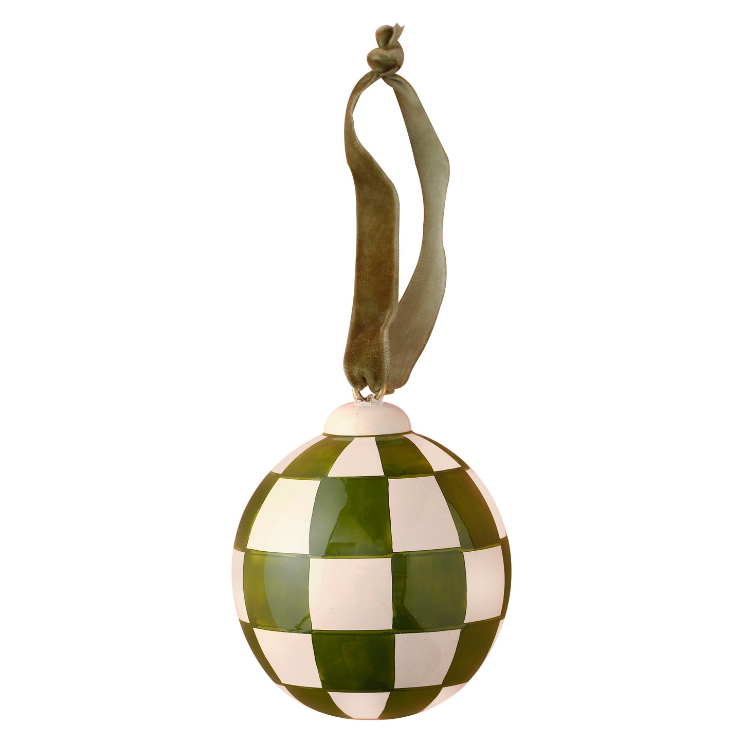 Green and White Hand Painted Christmas Bauble