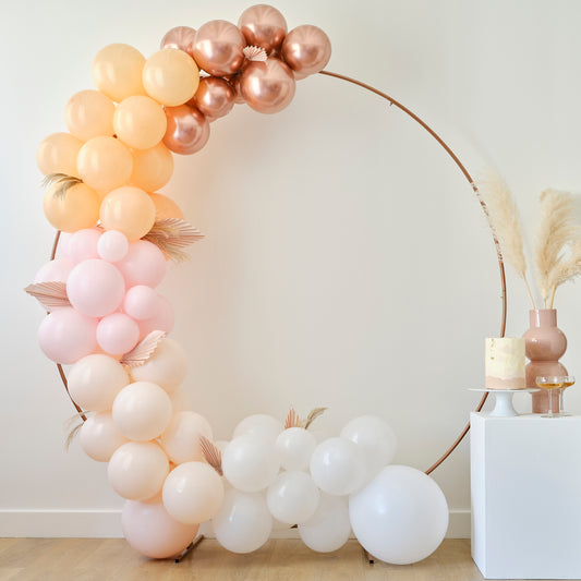 Pampas, White, Peach and Rose Gold Balloon Arch Kit