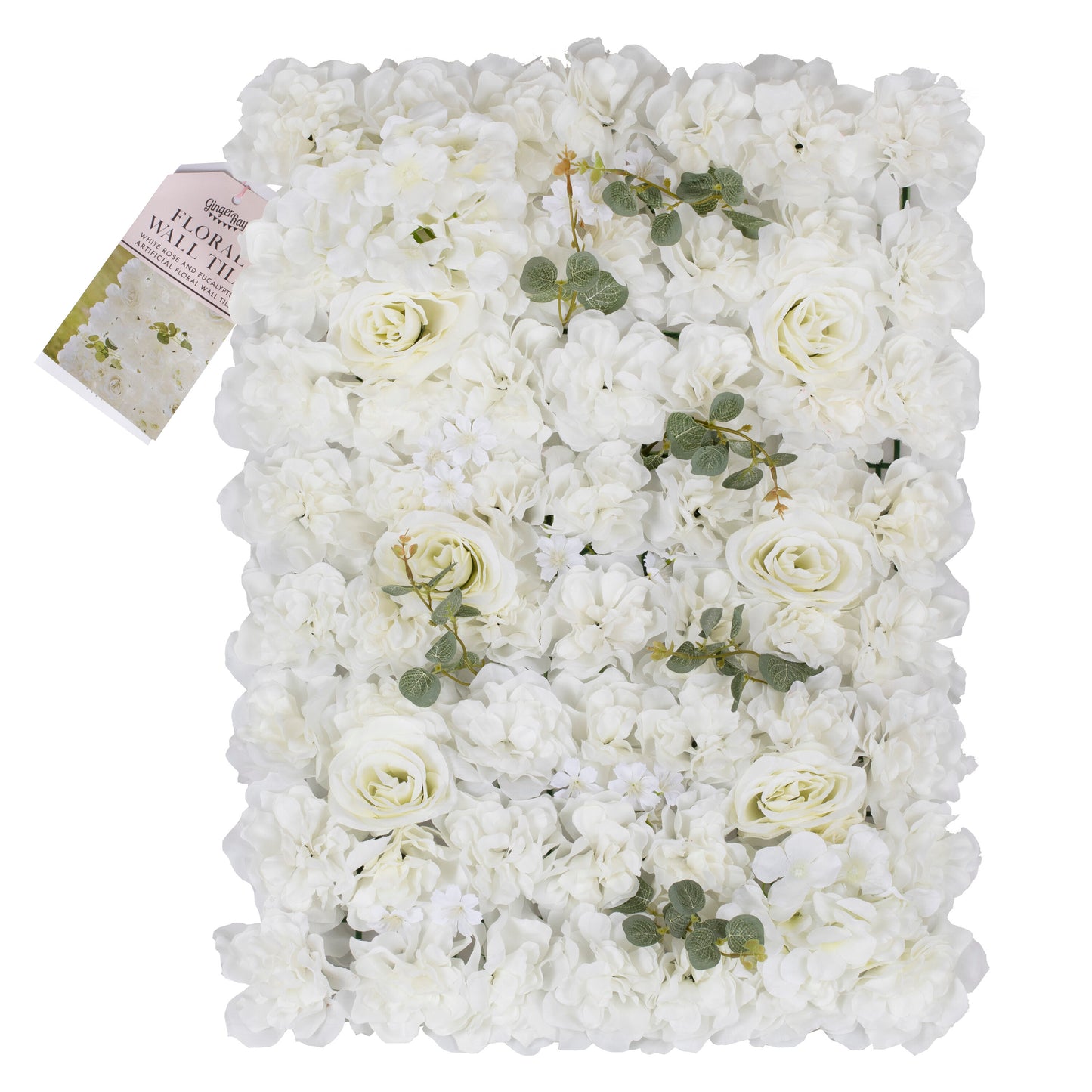 White Rose Flower Wall Backdrop Tile