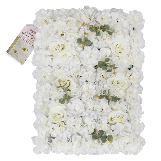 White Rose Flower Wall Backdrop Tile
