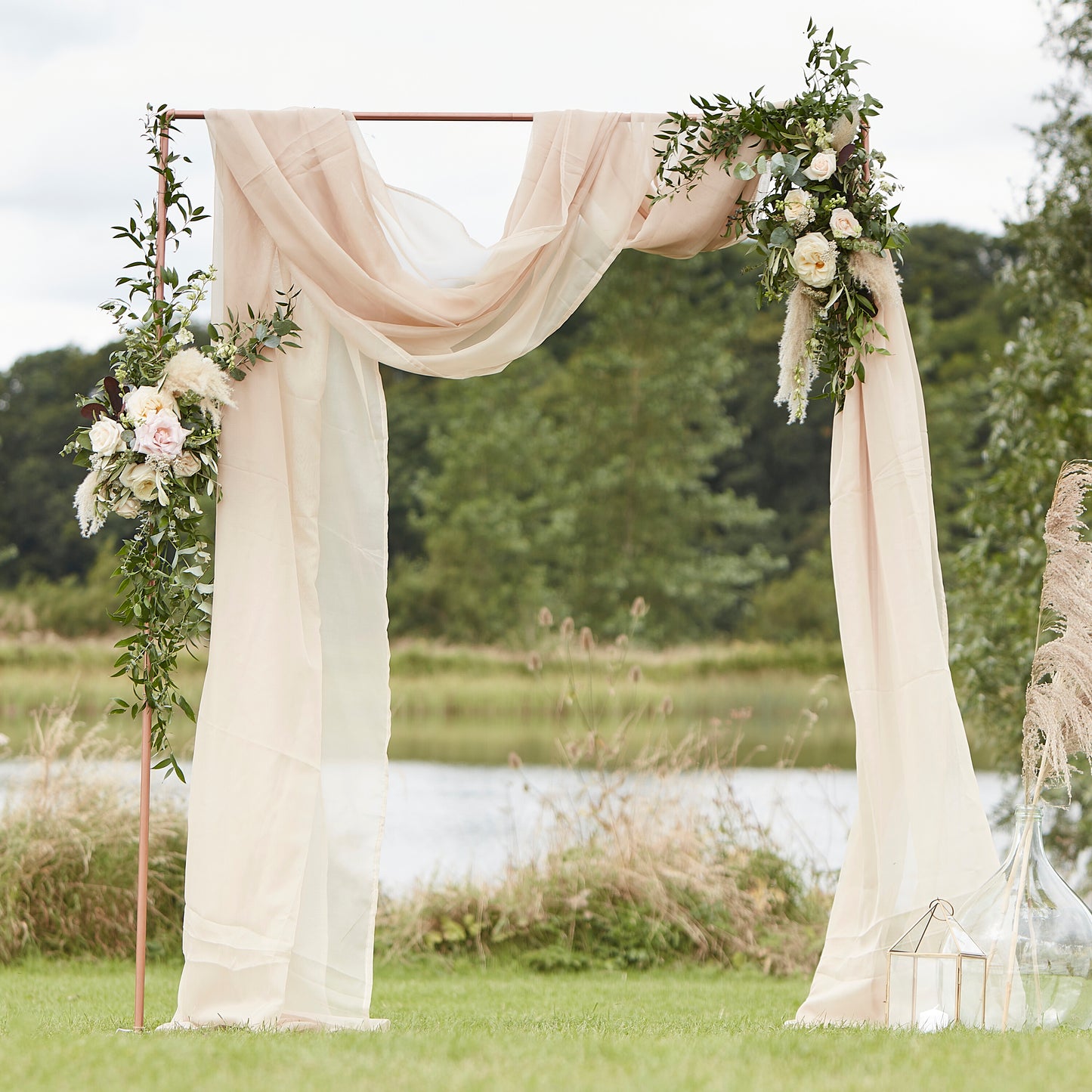 Taupe Draping Fabric Wedding Backdrop