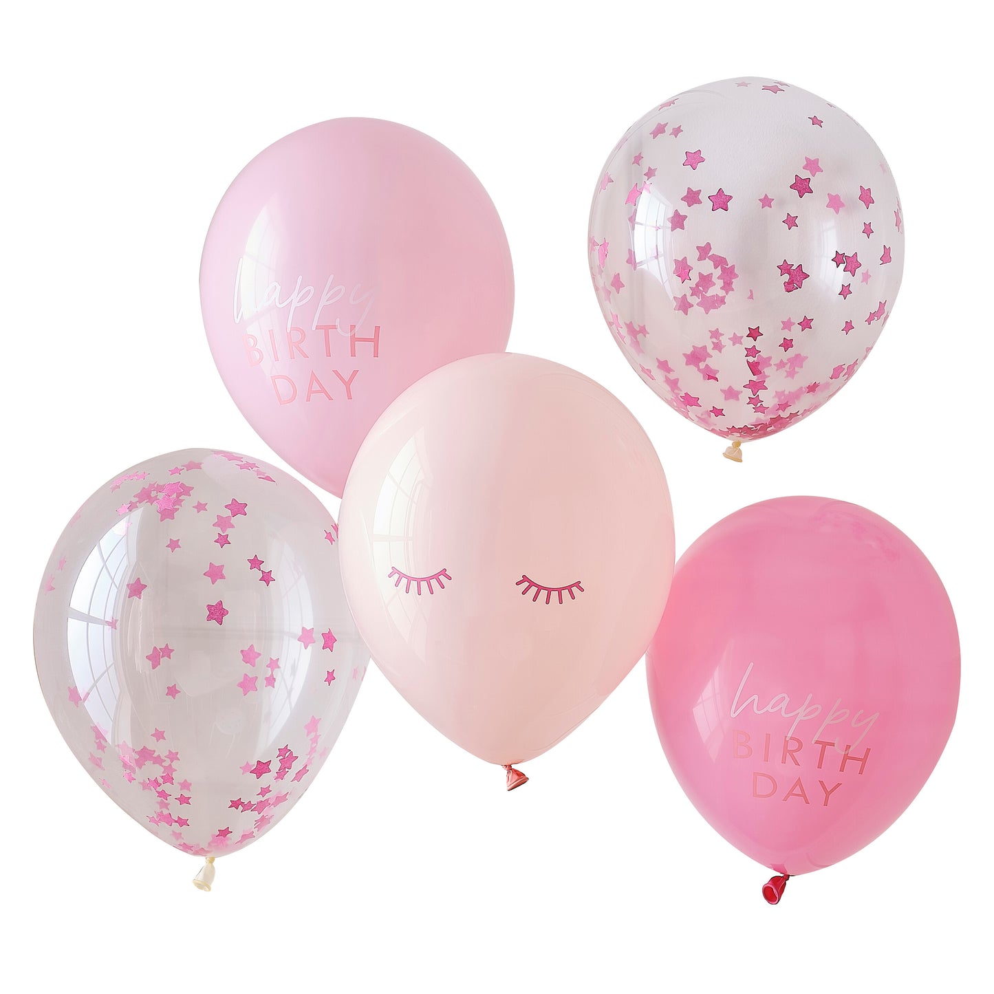 Pink Confetti Happy Birthday Balloons