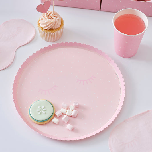 Pink Polka Dot Pamper Party Paper Plates