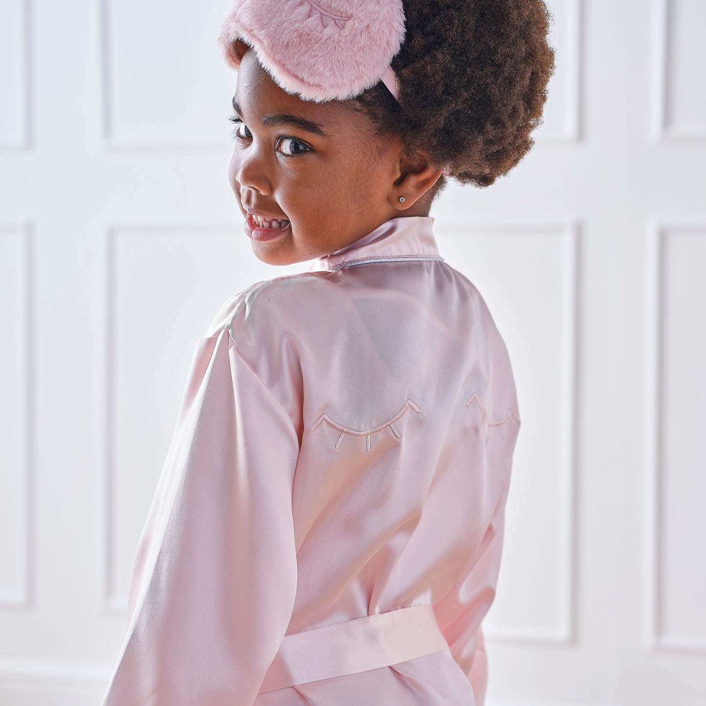 Pink Satin Embroidered Dressing Gown