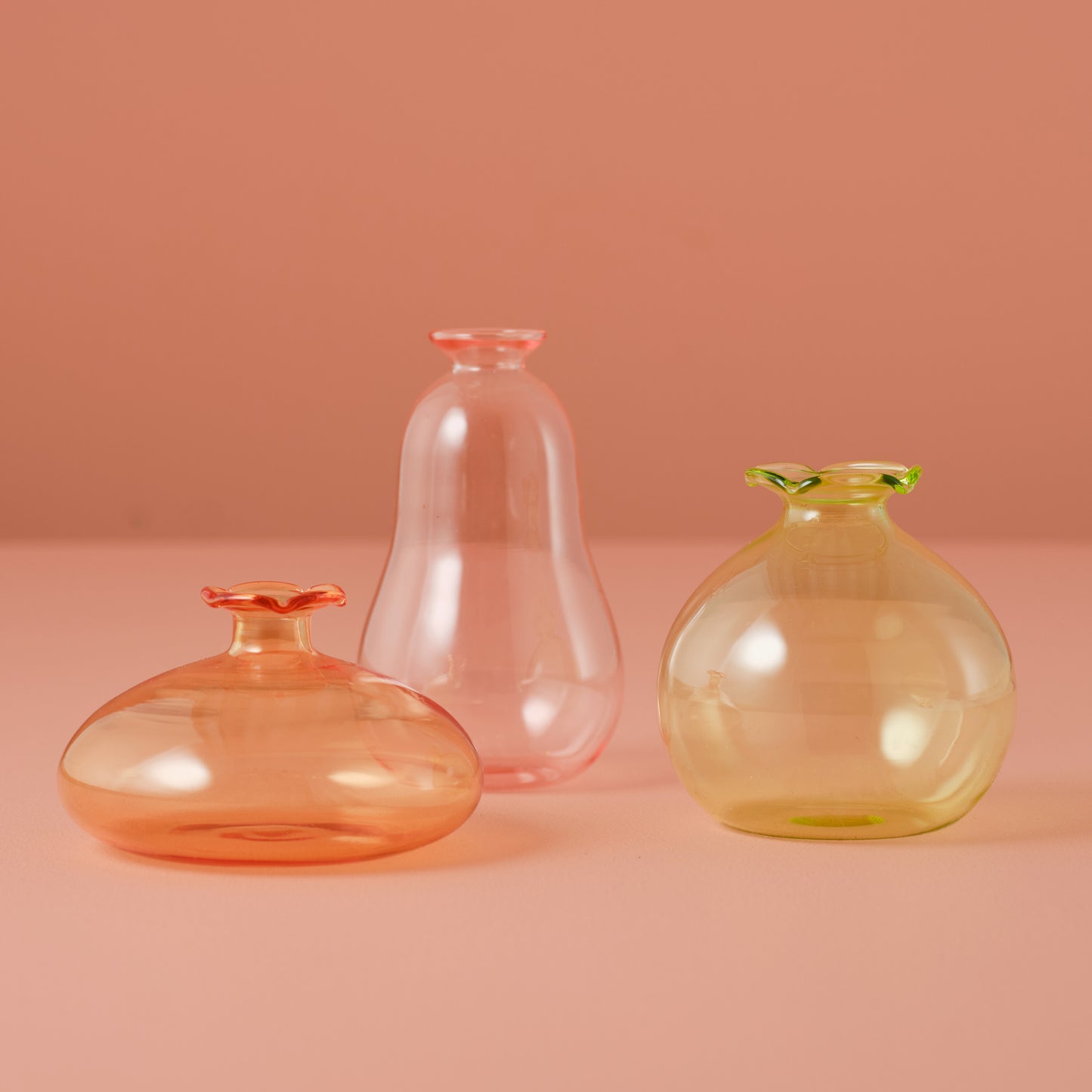 Pink, Orange and Green Bud Vases