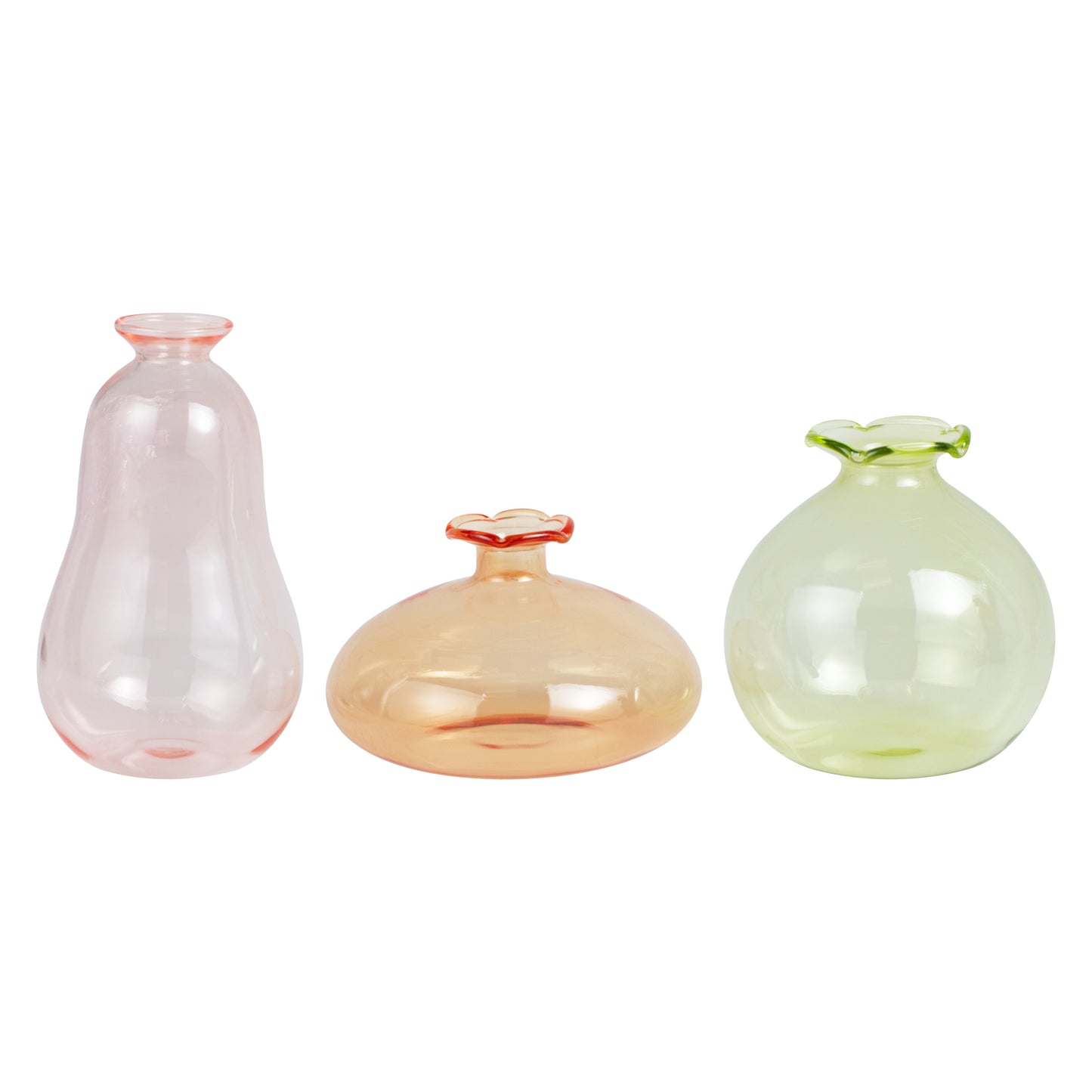 Pink, Orange and Green Bud Vases