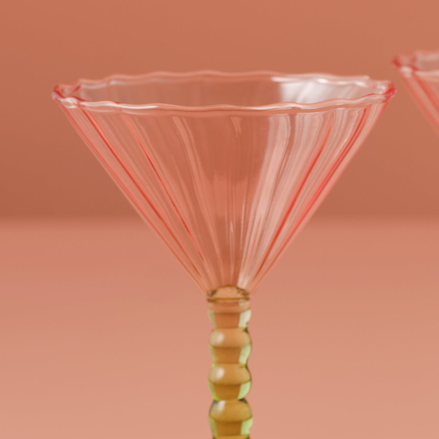 Pink and Green Coupe Cocktail Glasses