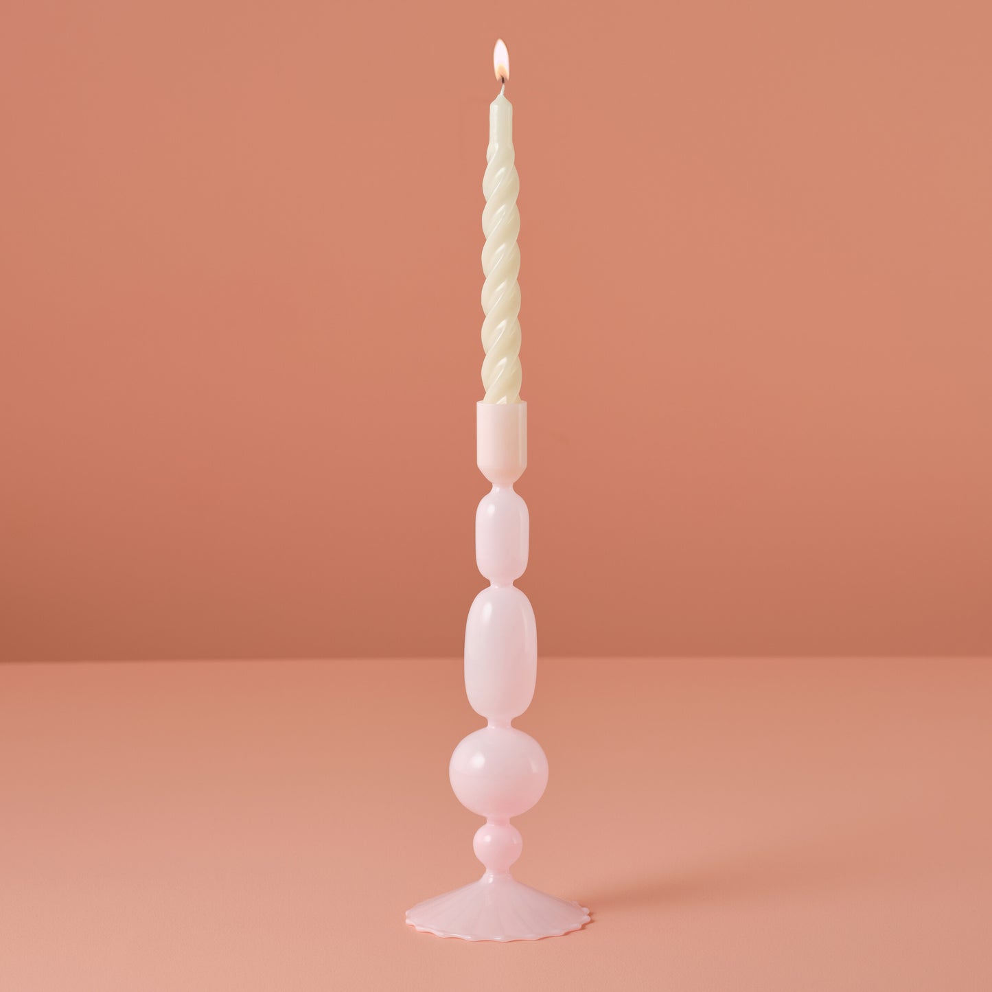 Pink Glass Bubble Dinner Candle Holder