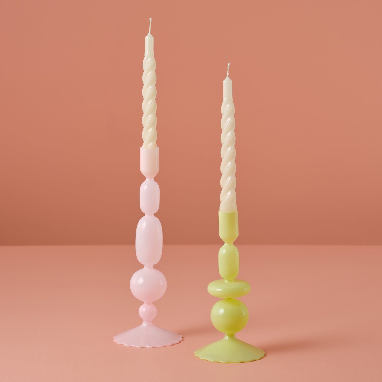 Pink Glass Bubble Dinner Candle Holder