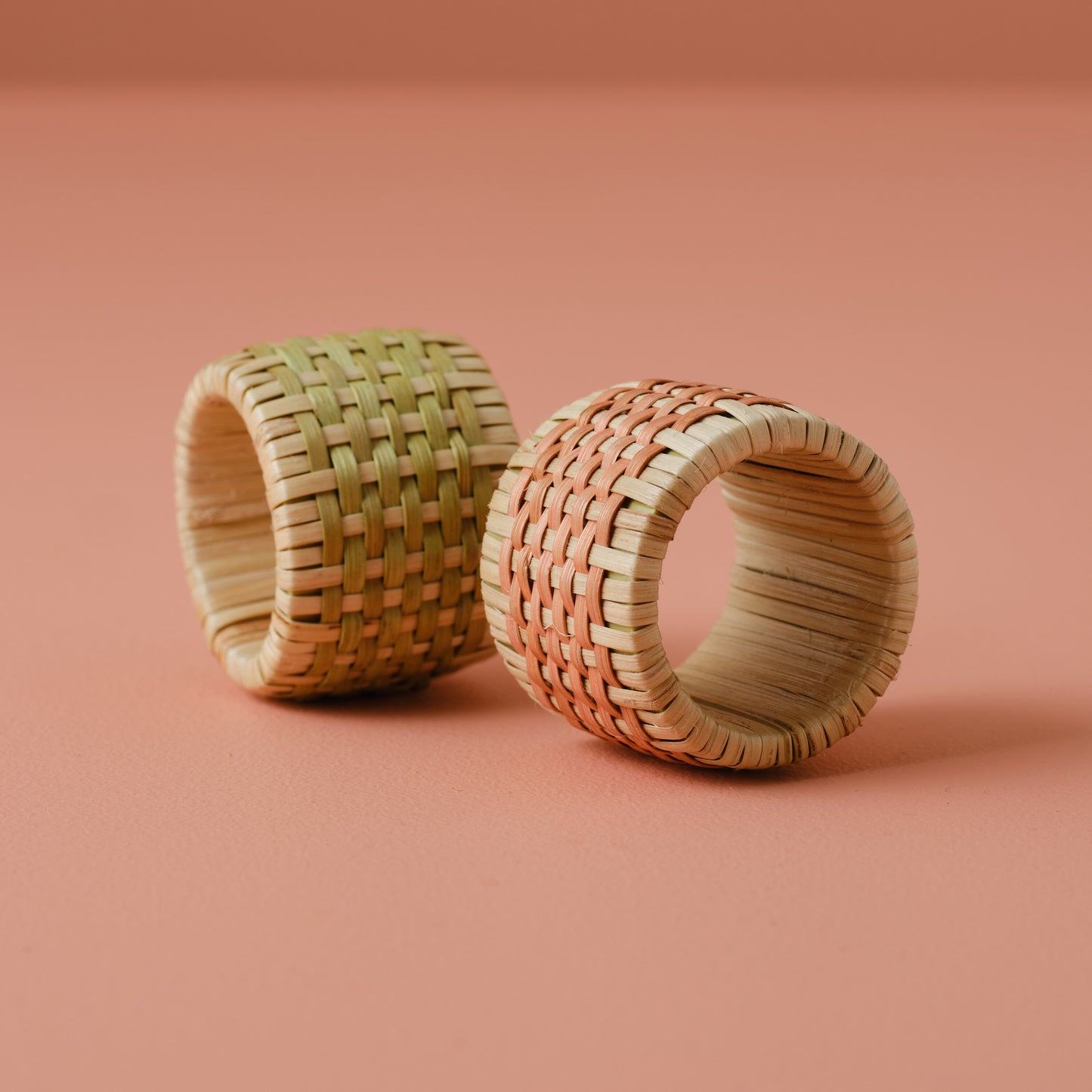 Orange and Green Rattan Napkin Rings
