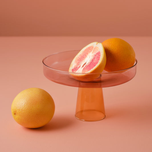 Pink and Orange Glass Cake Stand