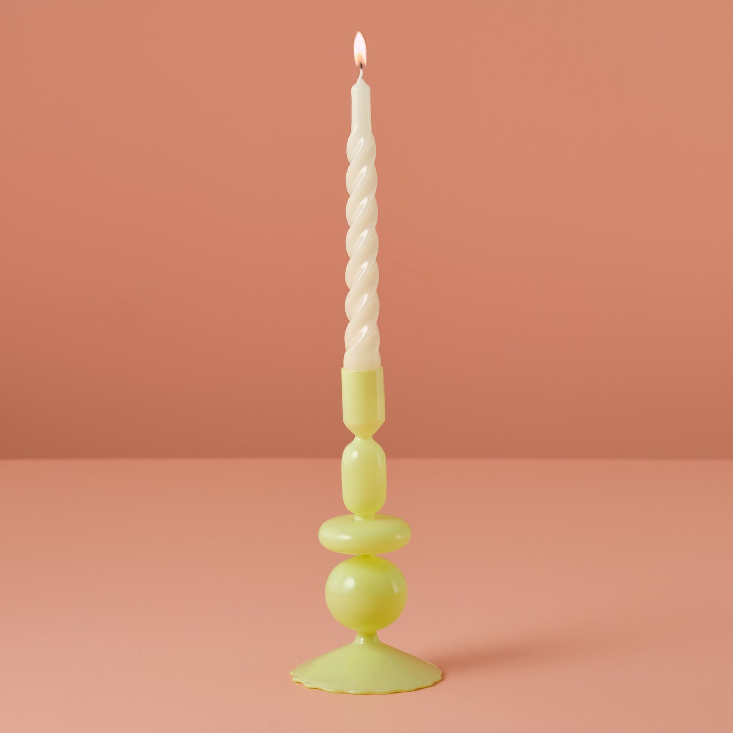 Green Glass Bubble Dinner Candle Holder