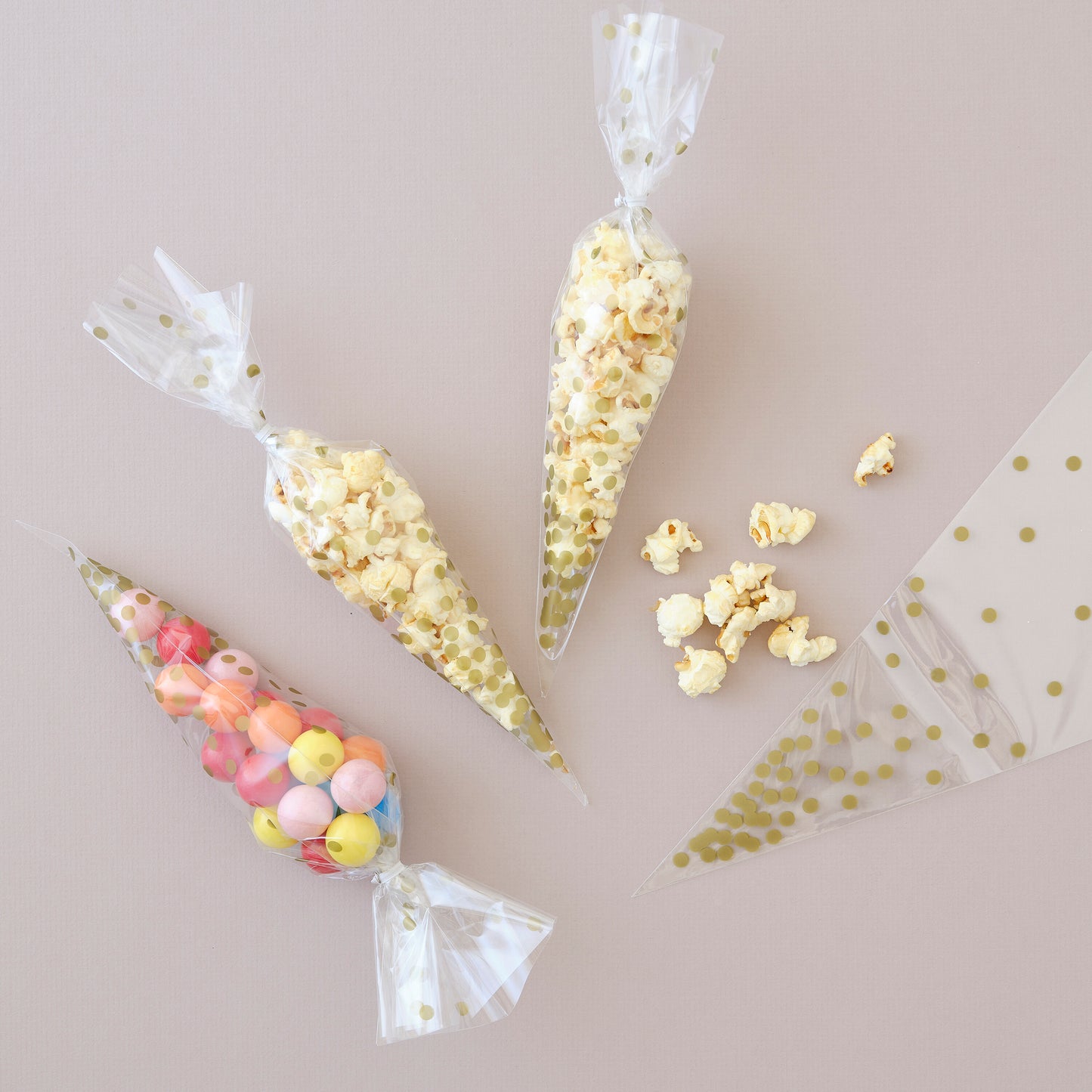 Gold Spotty Cone Bags