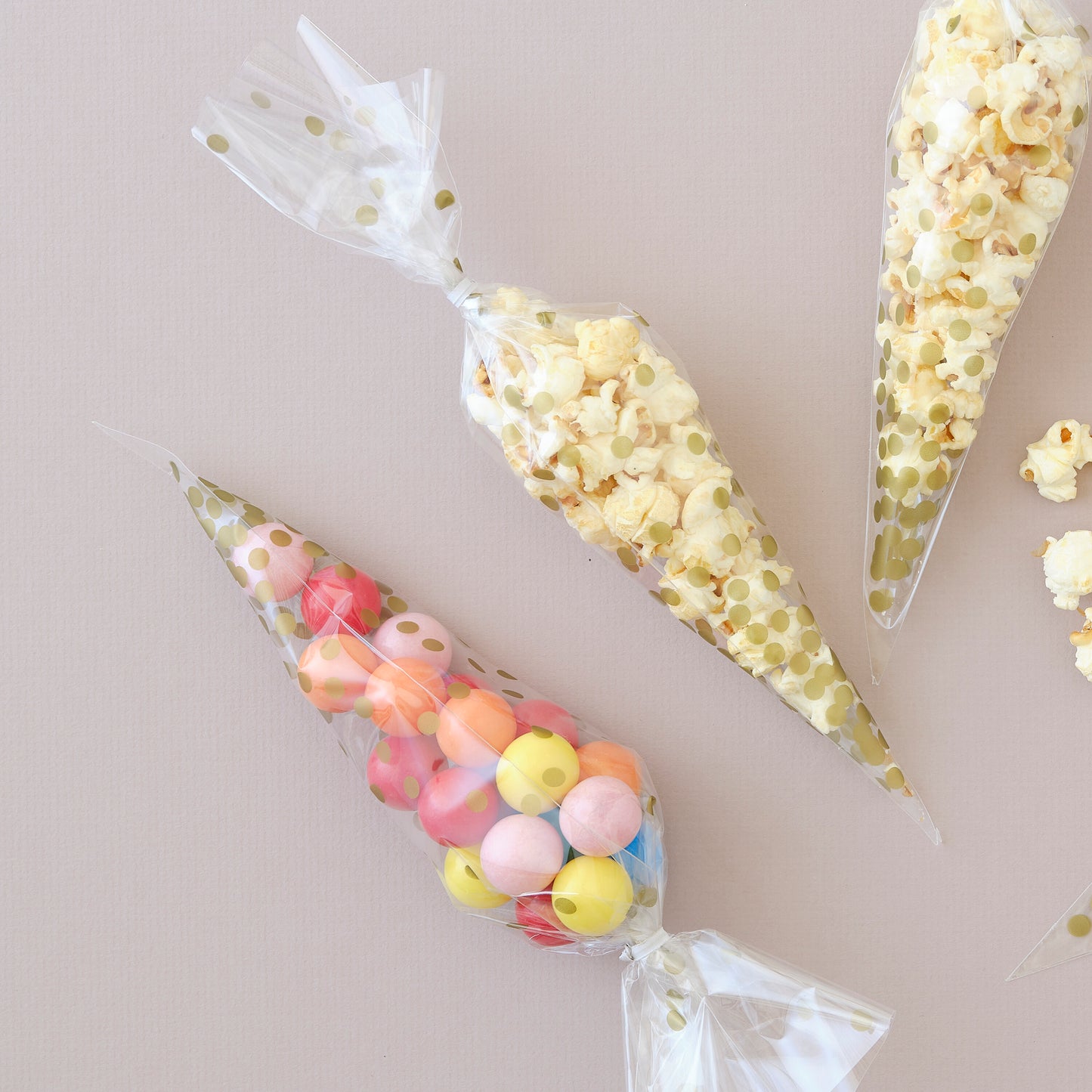 Gold Spotty Cone Bags