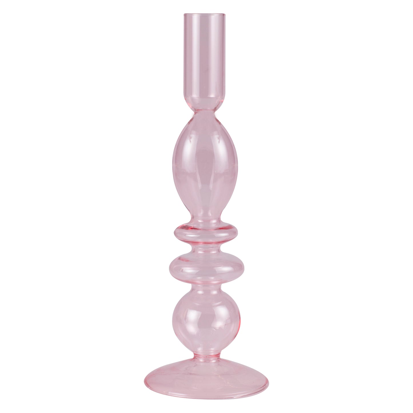Pink Glass Candle Holder