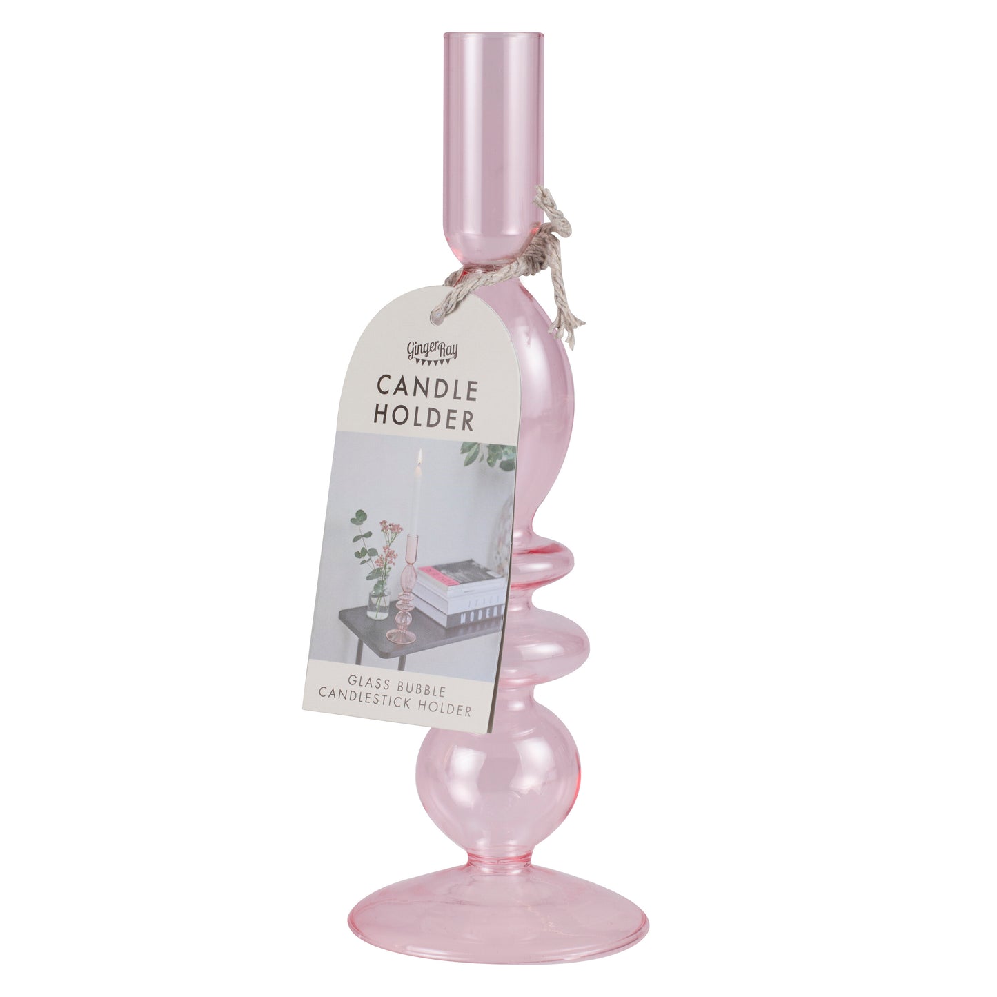 Pink Glass Candle Holder
