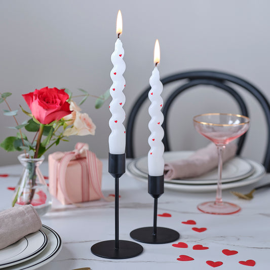 White Heart Pattern Twisted Candles