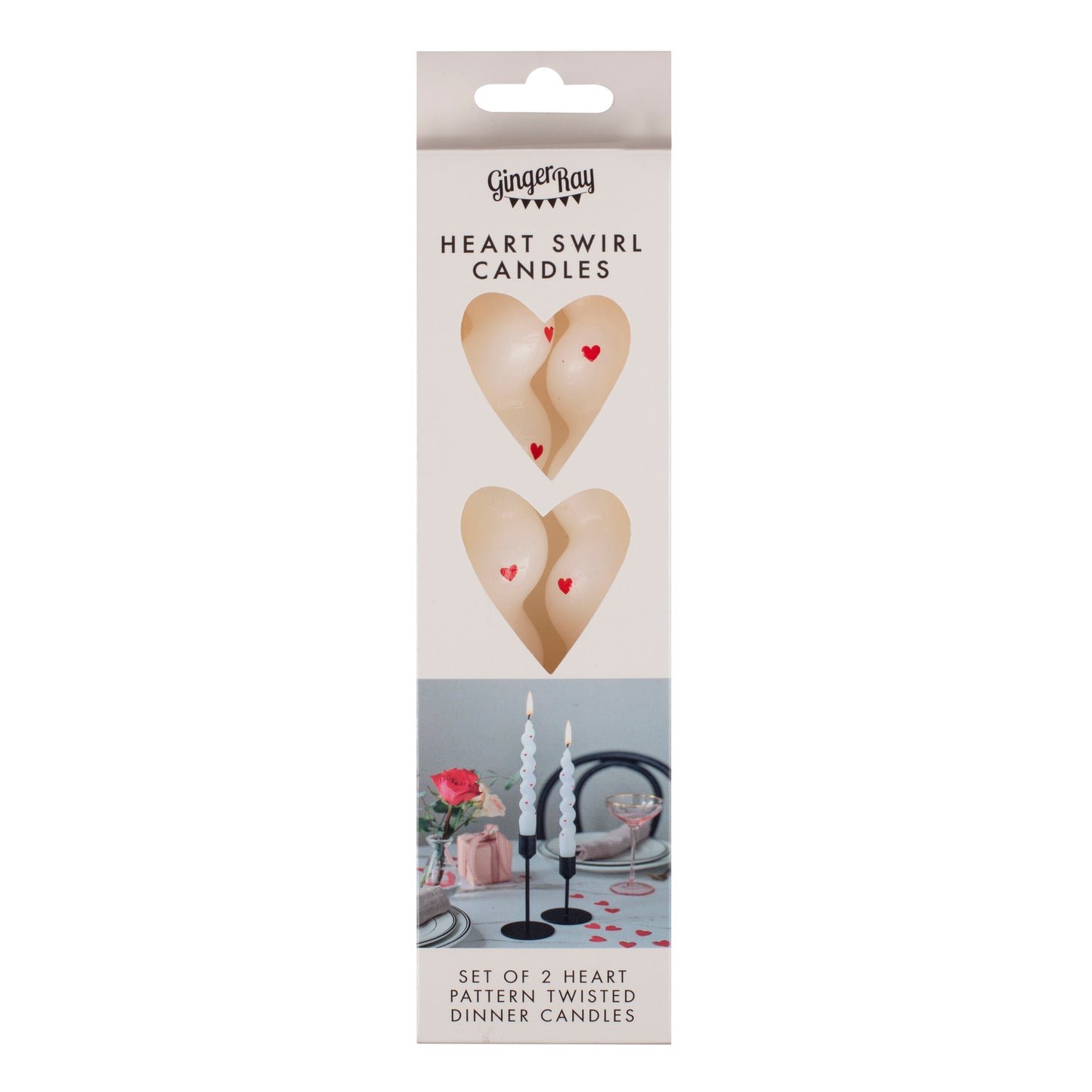 White Heart Pattern Twisted Candles