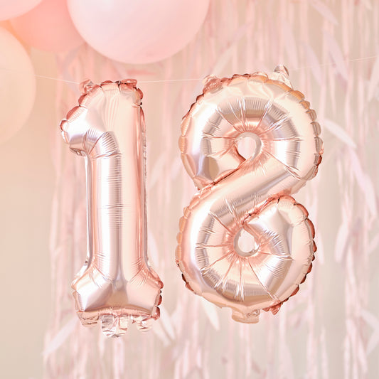 18th Rose Gold Foil Balloons