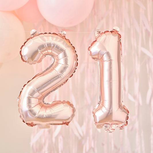 21st Rose Gold Foil Balloons