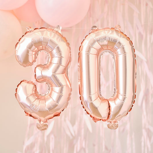 30th Rose Gold Foil Balloons