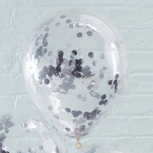 Silver Confetti Balloons