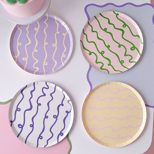 Wavy Pastel Paper Plates