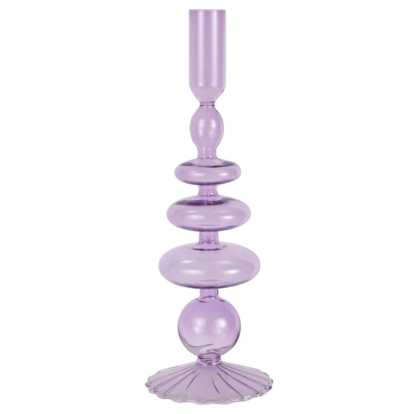 Lilac Glass Bubble Dinner Candle Holder
