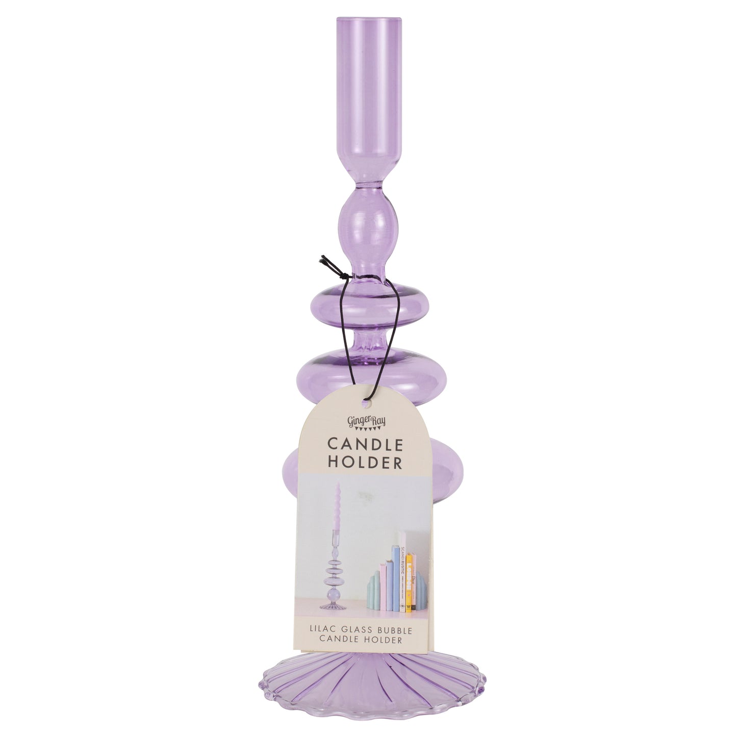 Lilac Glass Bubble Dinner Candle Holder
