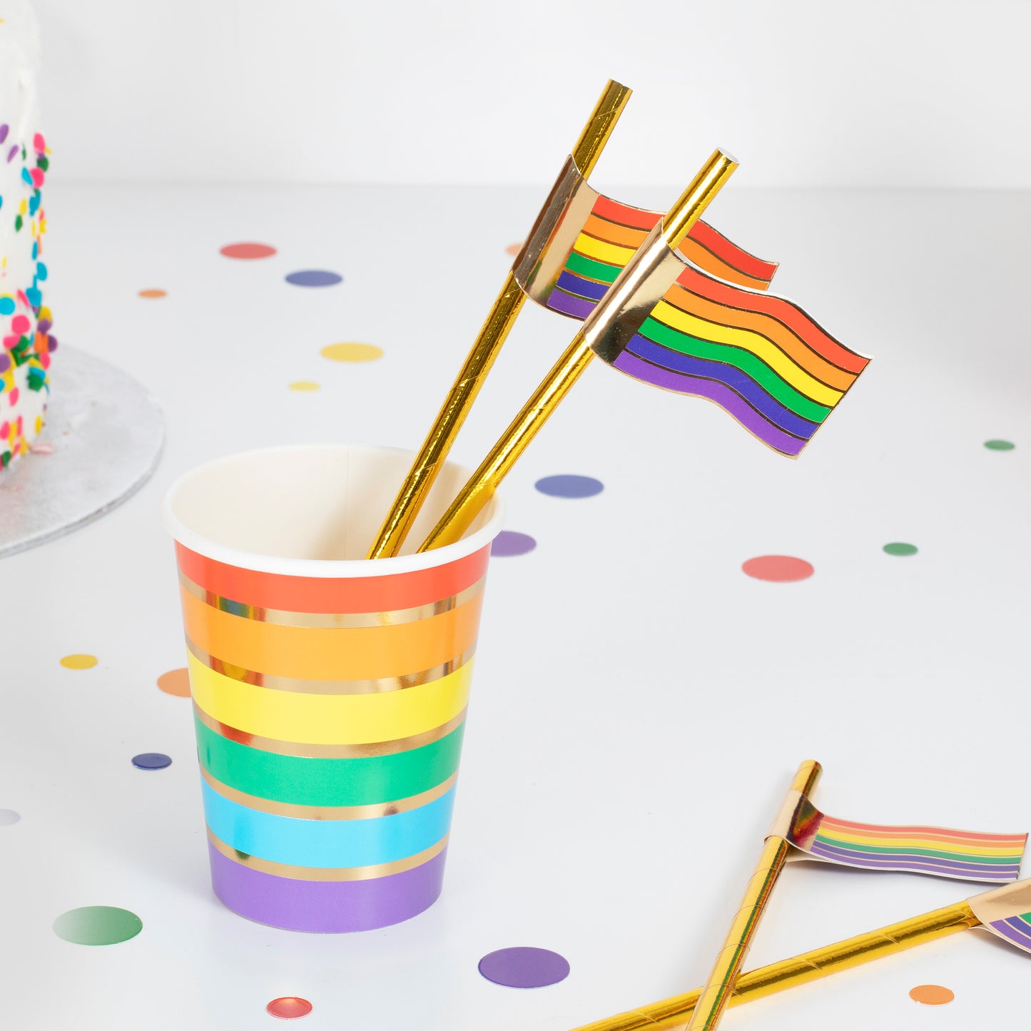 Gold Foiled Rainbow Flag Straws