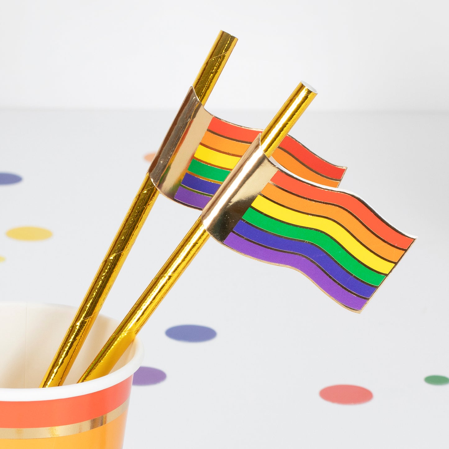 Gold Foiled Rainbow Flag Straws