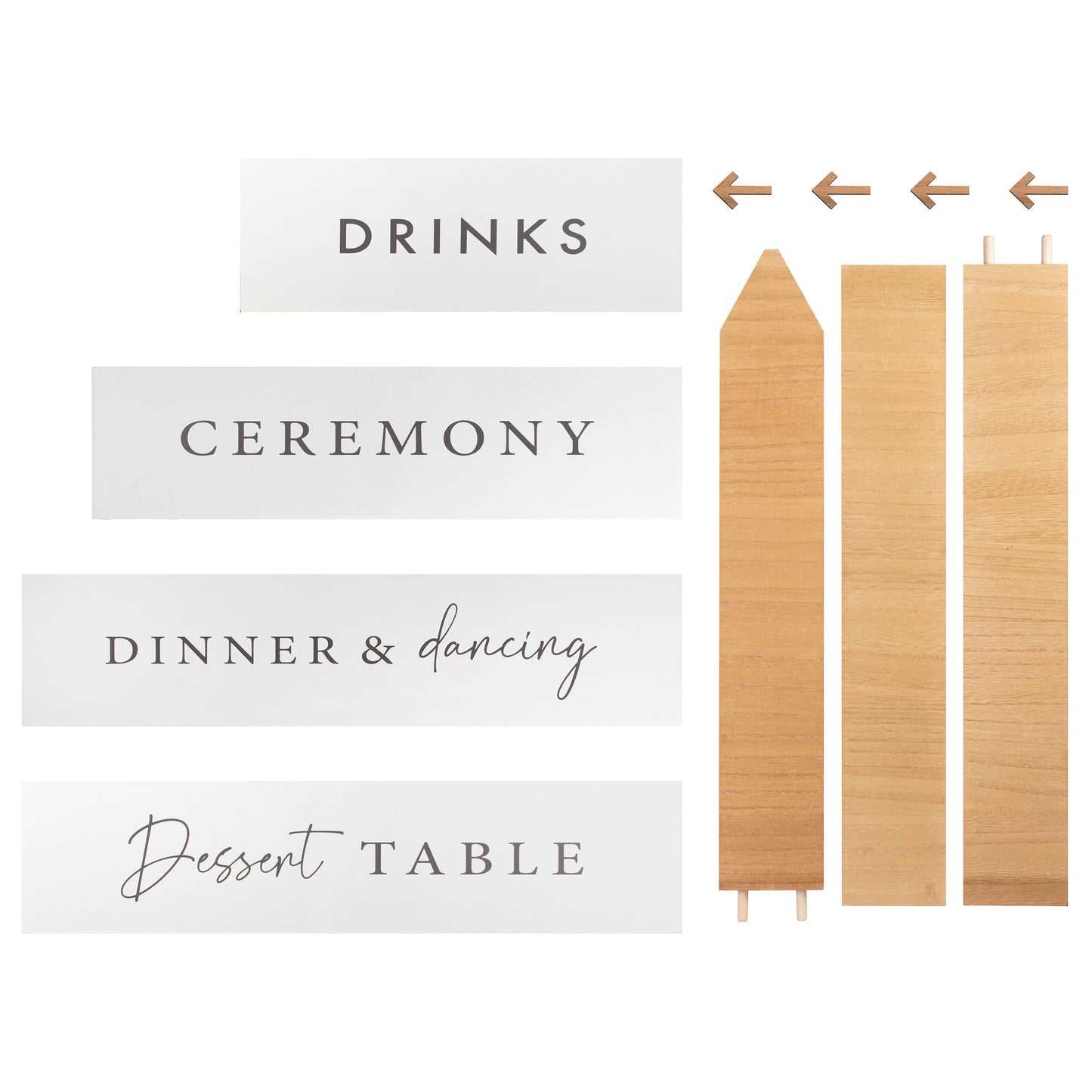 Customisable Wooden Wedding Signpost & Signs