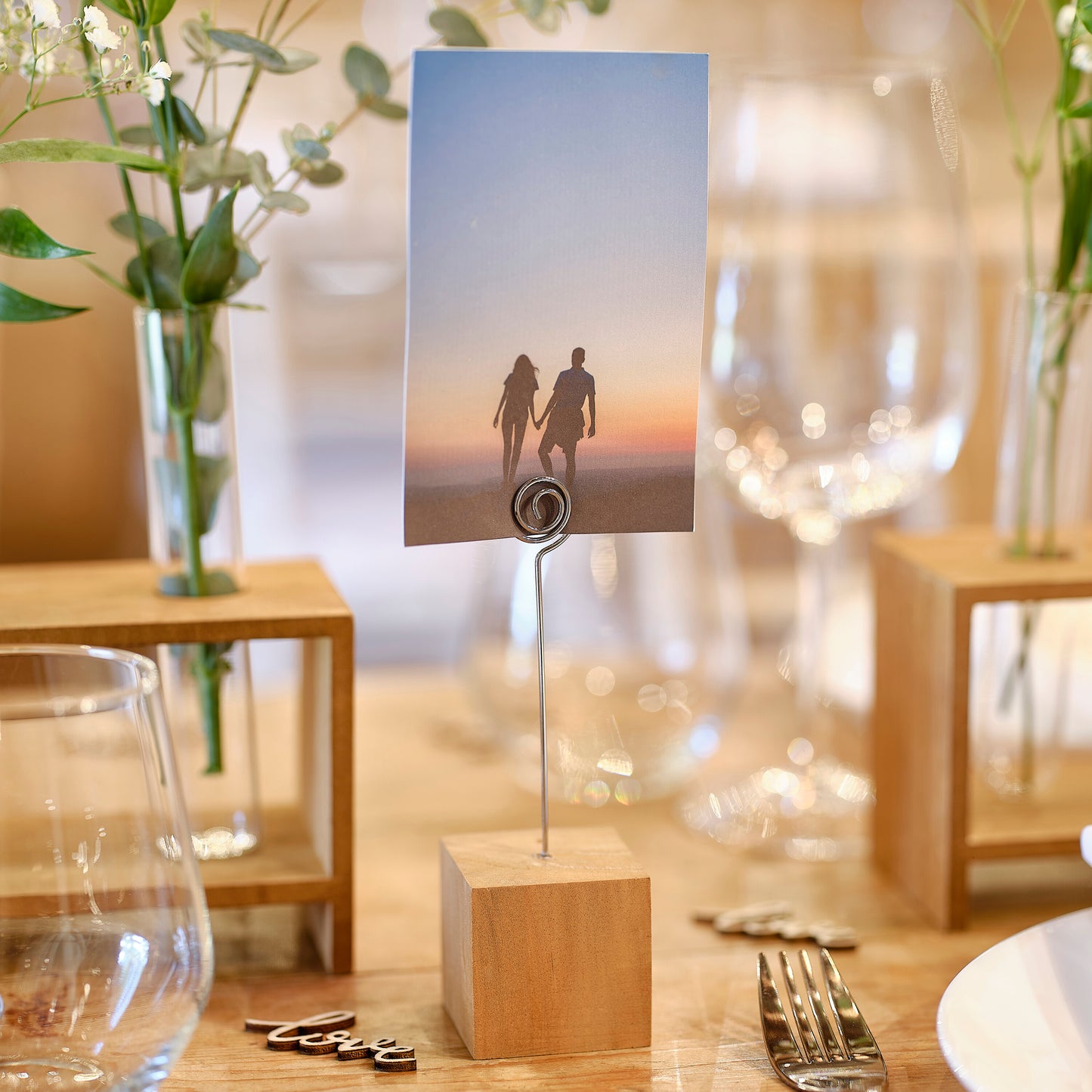 Wooden Block Table Number & Photo Holders