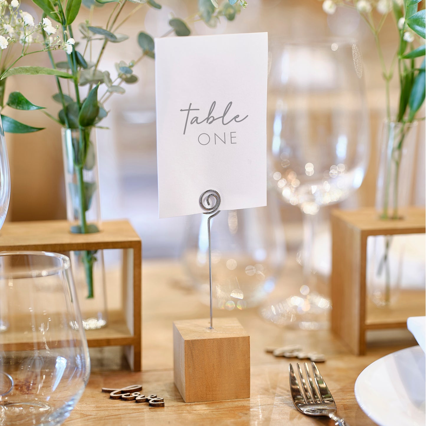 Wooden Block Table Number & Photo Holders