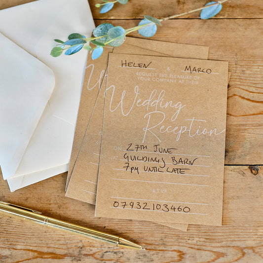 Kraft Evening Wedding Reception Invitations