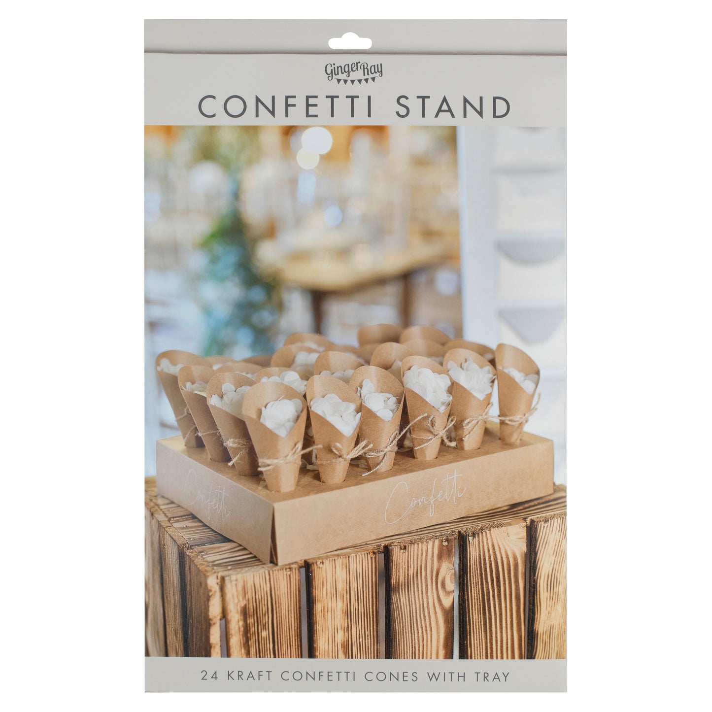 Wedding Confetti Cone Holder with 24 Cones and Confetti
