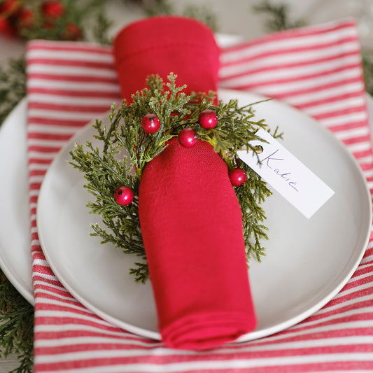 Foliage and Berry Christmas Napkin Rings