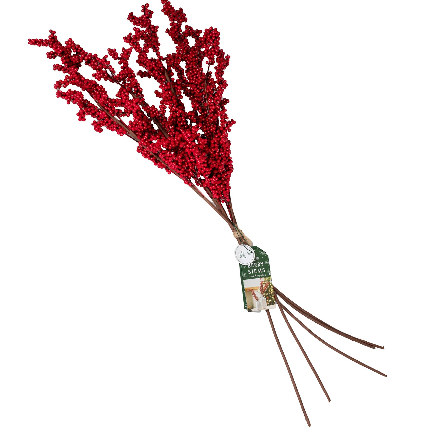 Red Berry Stems Christmas Foliage Decorations