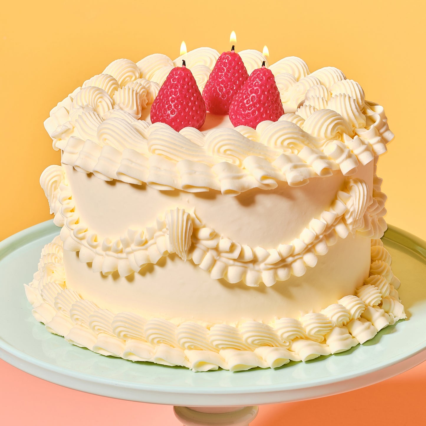 Red Strawberry Cake Candles