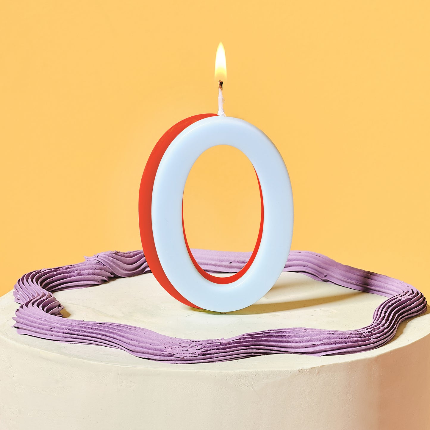 Blue and Orange Number 0 Candle