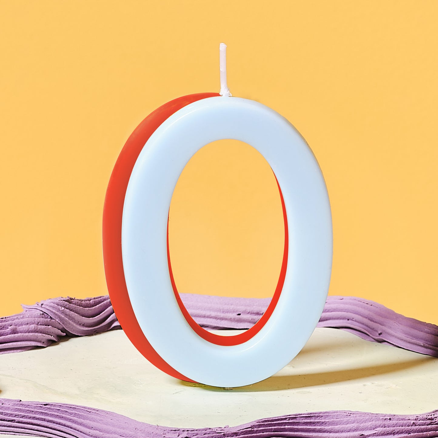 Blue and Orange Number 0 Candle